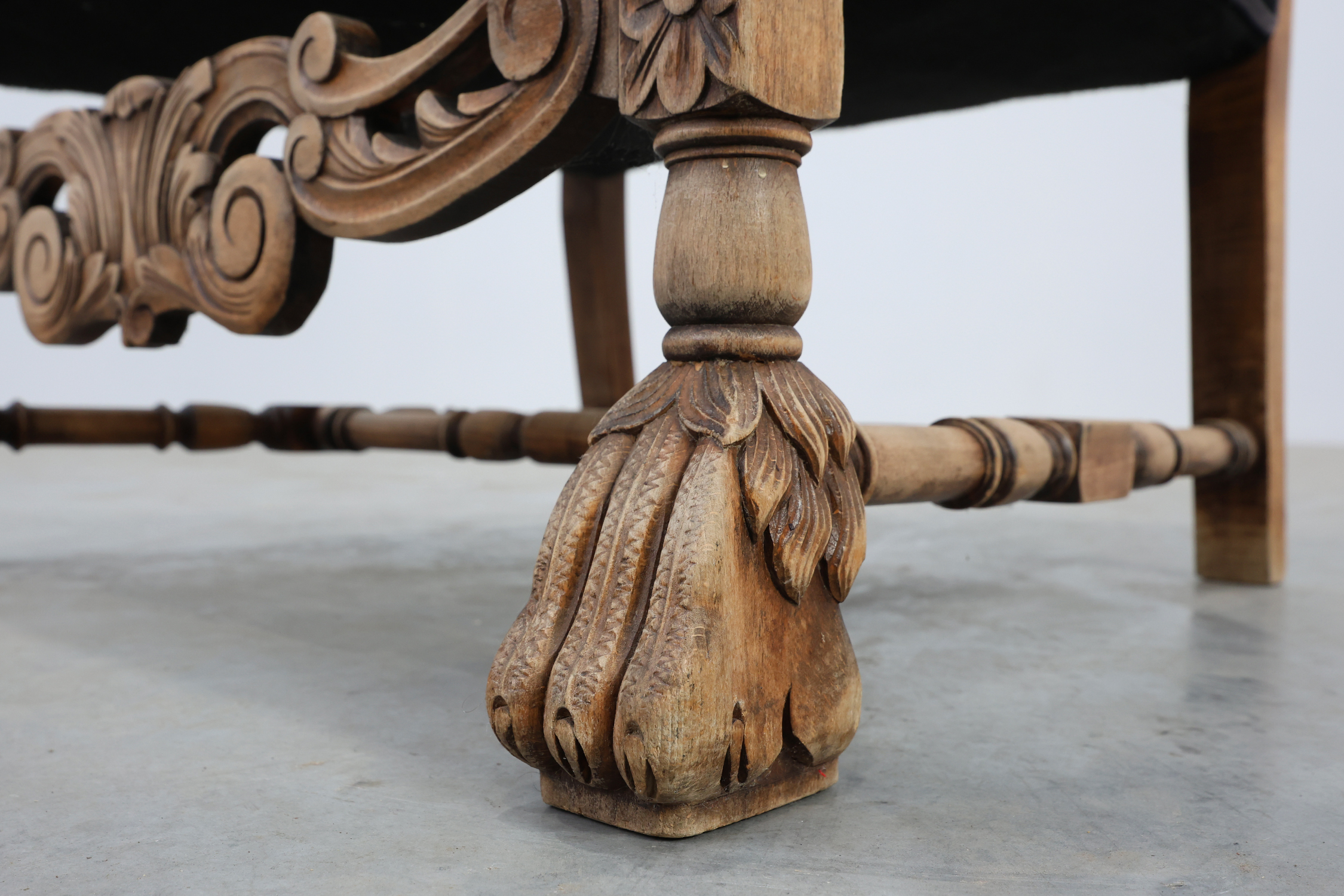19th century Louis XIII armchair in black linen, France thumbnail